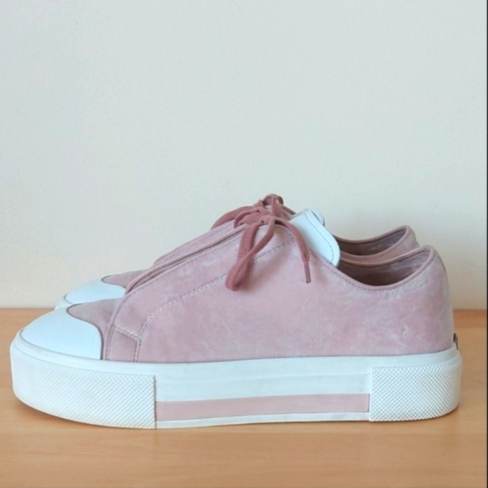 Alexander Mcqueen soft pink Velvet platform Sneakers